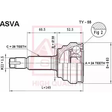 Шрус граната ASVA 1269725887 TY-55 52GB RES