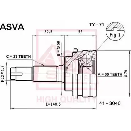 Шрус граната ASVA 1269726139 TY-71 XXV B1J