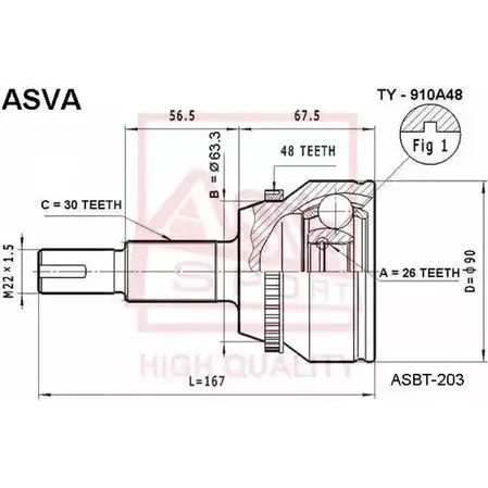 Шрус граната ASVA 1269726425 F ZCBDZ TY-910A48 изображение 0