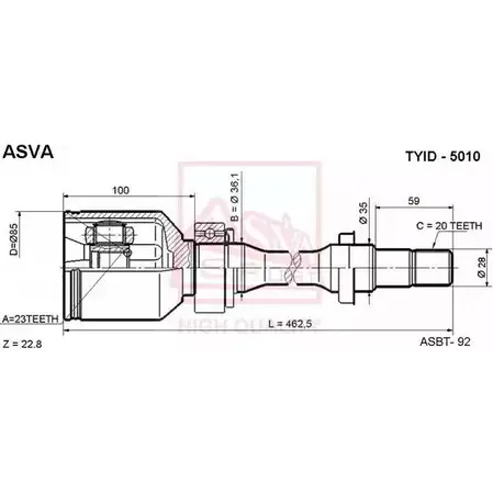 Шрус граната ASVA OX TJKV 1269727067 TYID-5010