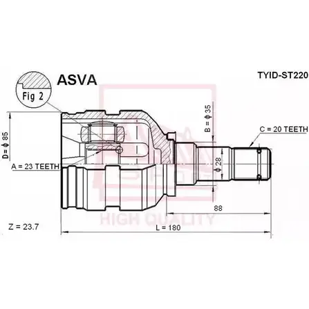 Шрус граната ASVA VZQOG VA 1269727111 TYID-ST220