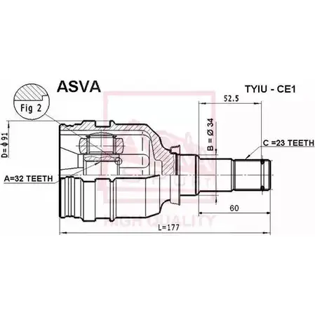 Шрус граната ASVA 2 BBN8L 1269727355 TYIU-CE1