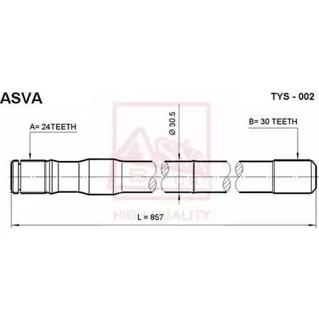 Приводной вал ASVA TYS-02 1269727497 WRD YLW изображение 0