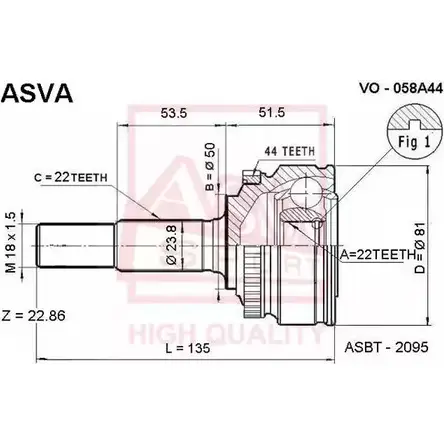 Шрус граната ASVA 370 L8 VO-058A44 1269727723