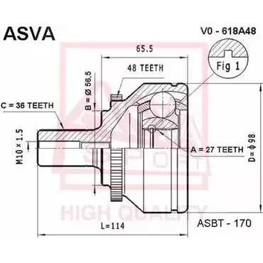 Шрус граната ASVA R 5CPM 1269727771 VO-618A48