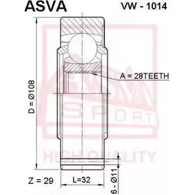 Шрус граната ASVA MW8TX O VW-1014 1269728165 изображение 0