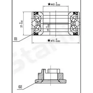 Ступичный подшипник, комплект STARLINE VFJ XK57 1270656860 STFPV LO 03575