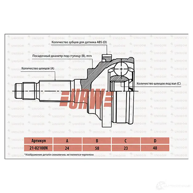 Шрус привода URW 2102100N VRX 1RC 1439709441 изображение 0