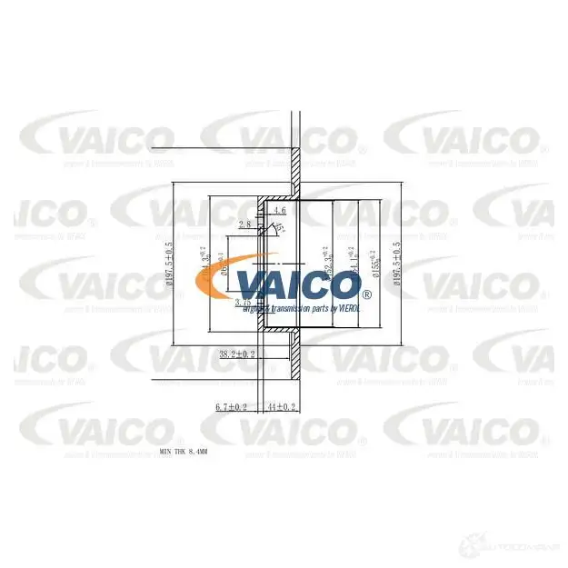 Тормозной диск VAICO 1438356856 0 ZF2DBF V20-40040 изображение 1