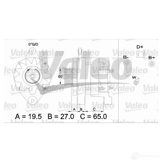 Генератор VALEO 436372 A13N235 225968 2541 460 - Изображение 1