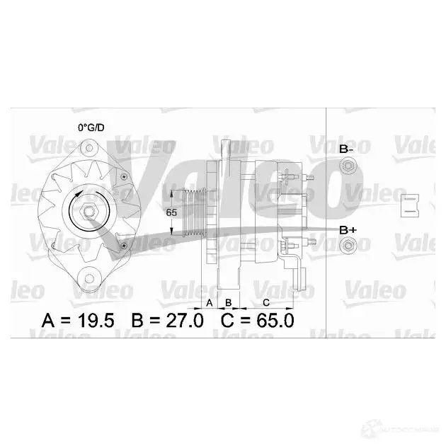 Генератор VALEO 436594 1807 90 A14N102 226130 - Изображение 1