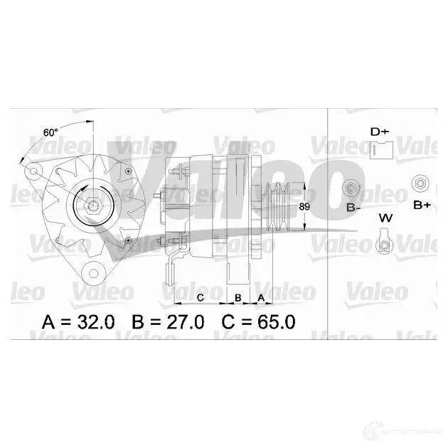 Генератор VALEO 635019282 436715 2541712 254129 0 - Изображение 1