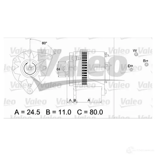 Генератор VALEO 437380 54022 187B 226429 54022251 - Изображение 1
