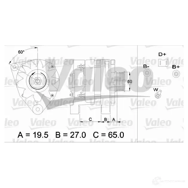 Генератор VALEO 436335 A14N152 25 41230 225943 изображение 0