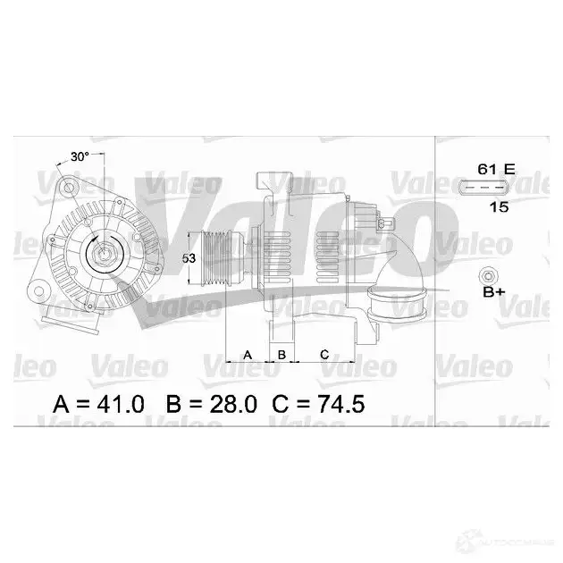 Генератор VALEO A13VI119 226174 436655 254181 1 - Изображение 1