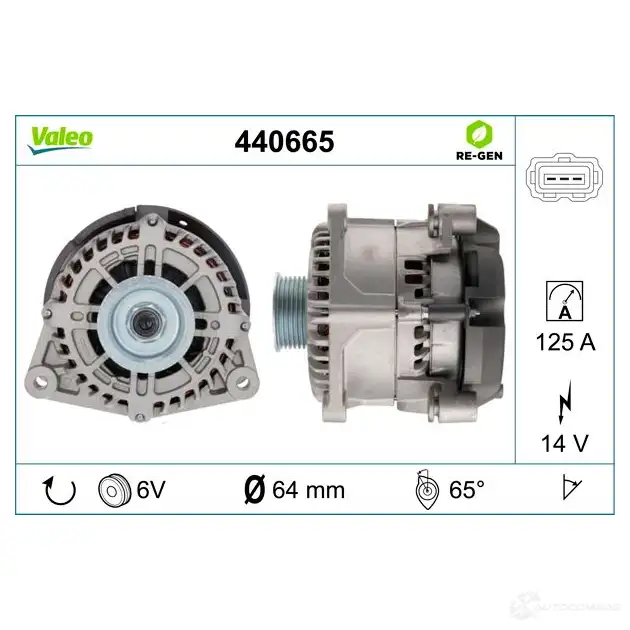 Генератор VALEO 1205990106 440665 3276424406651 0F2ZR 3 изображение 0