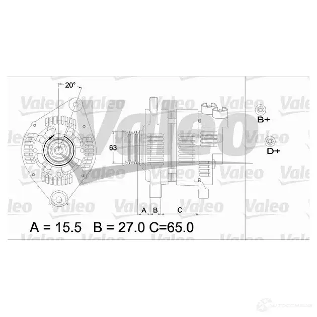 Генератор VALEO 226306 2 542263 437164 A14VI31 изображение 0