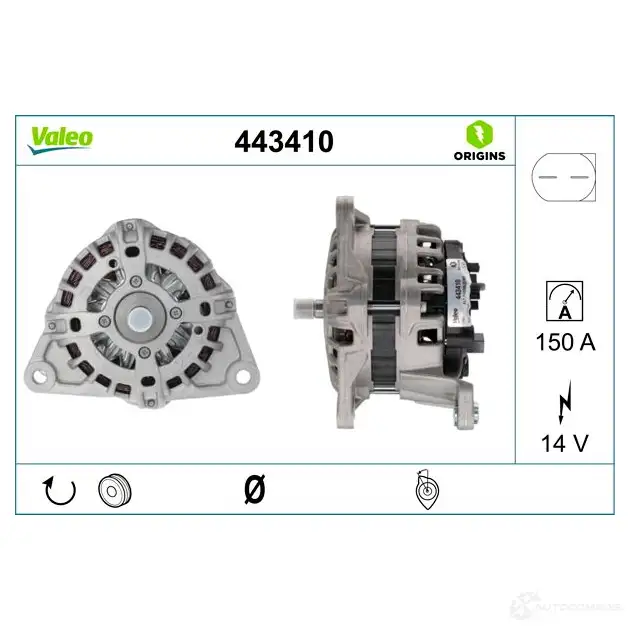 Генератор VALEO 443410 5YBSX O6 1437853085 изображение 3