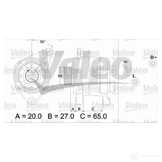 Генератор VALEO 437198 25 42315 A13VI254 226336 - Изображение 1