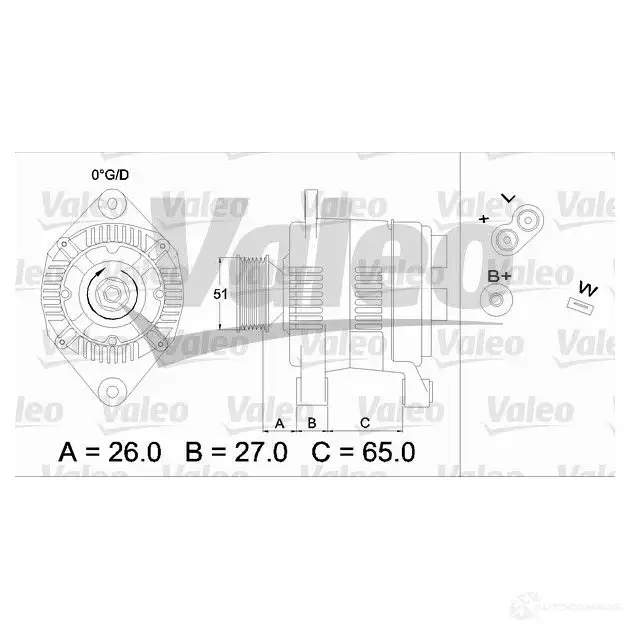 Генератор VALEO 436383 2541 448 A13VI47 225973 изображение 0