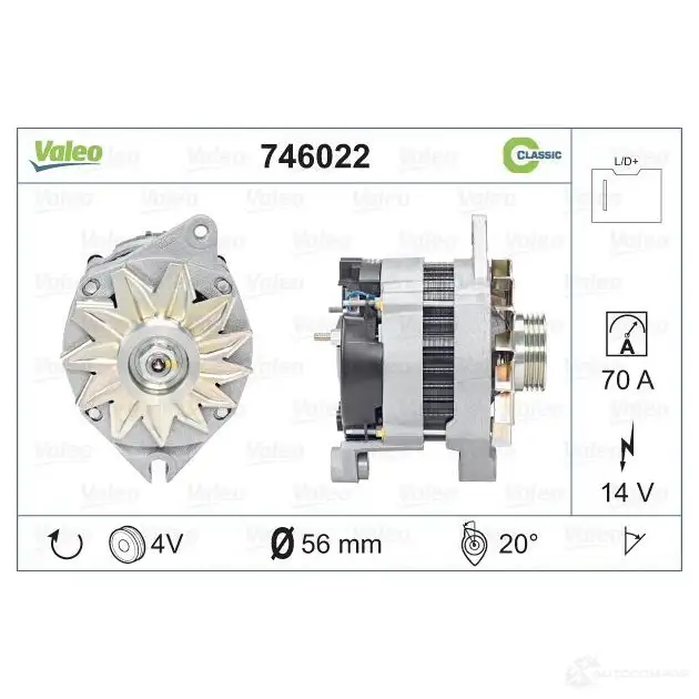 Генератор VALEO 1206143602 F IYYT6M 3276427460223 746022 - Изображение 1