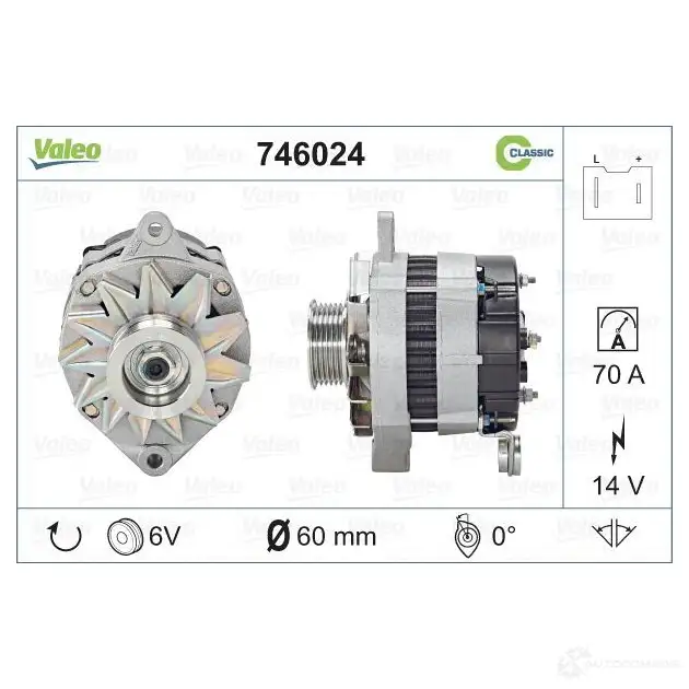 Генератор VALEO DEYL9 V 3276427460247 1206143670 746024 - Изображение 1