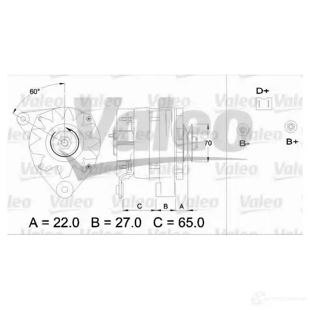 Генератор VALEO A13N53 433426 225656 A12 R3 - Изображение 1