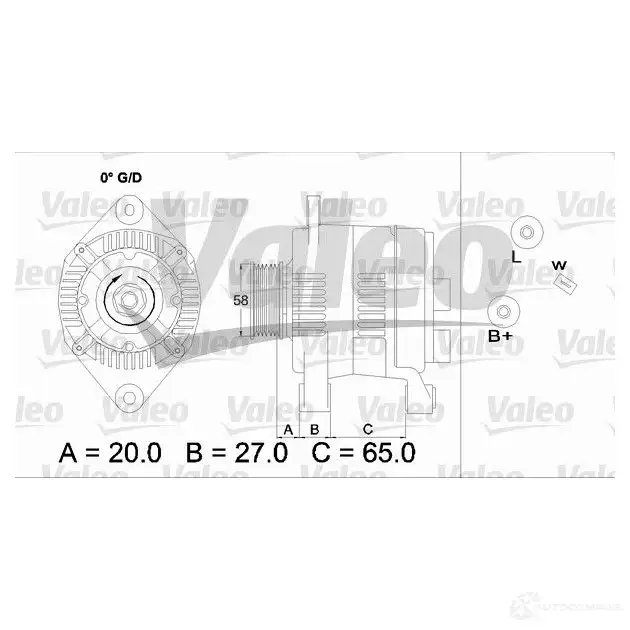 Генератор VALEO 226234 436738 A13VI224 2 541999 - Изображение 1