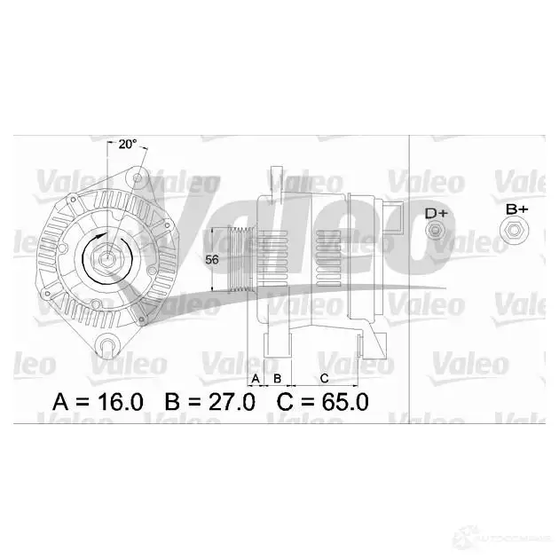 Генератор VALEO 225949 A11V I15 A11VI57 436344 изображение 0