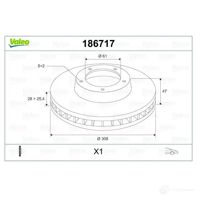 Тормозной диск VALEO O68 O72 219954 186717 3276421867158 изображение 1