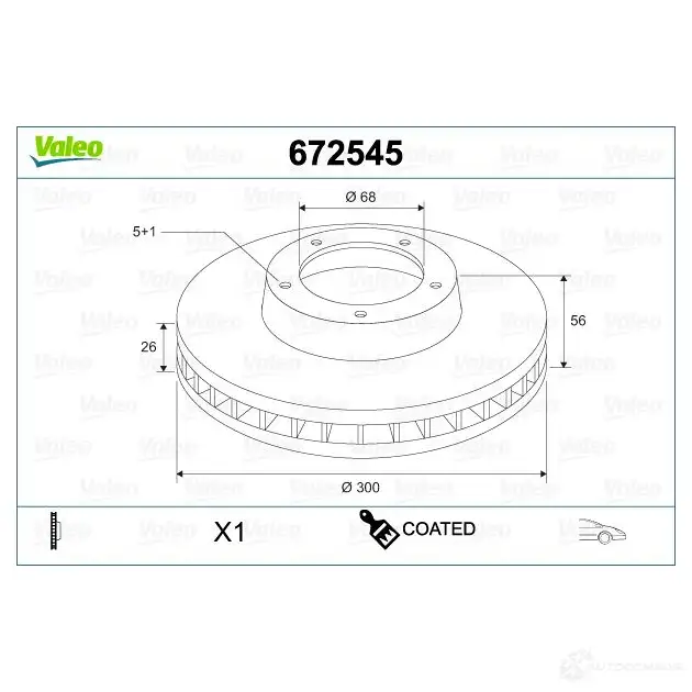 Тормозной диск VALEO 672545 87L LZ2T 1437889303 изображение 0