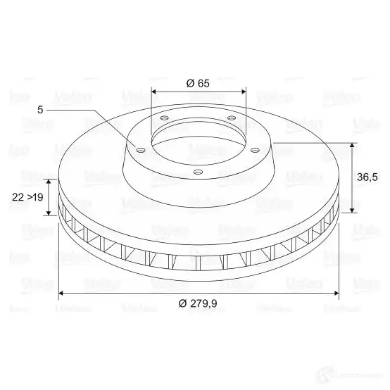 Тормозной диск VALEO 3276421866045 39A M9P5 186604 219890 - Изображение 1