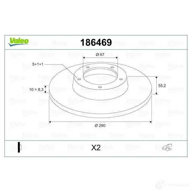 Тормозной диск VALEO 219777 Z YA7BWY 186469 3276421864188 изображение 1