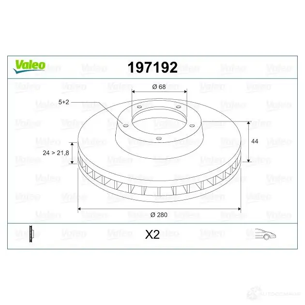Тормозной диск VALEO 197192 220363 3276421971916 GT2RN 4 изображение 1