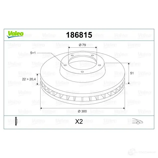 Тормозной диск VALEO 9S DXD 3276421868063 220039 186815 изображение 1