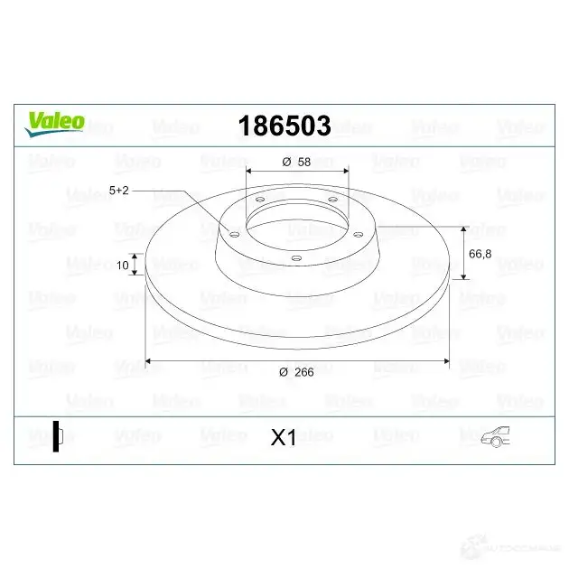 Тормозной диск VALEO 186503 T C4VXF 3276421865017 219810 изображение 1