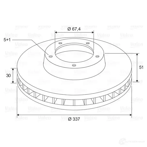 Тормозной диск VALEO 197738 D 1467 4TFFM 1424230981 - Изображение 1