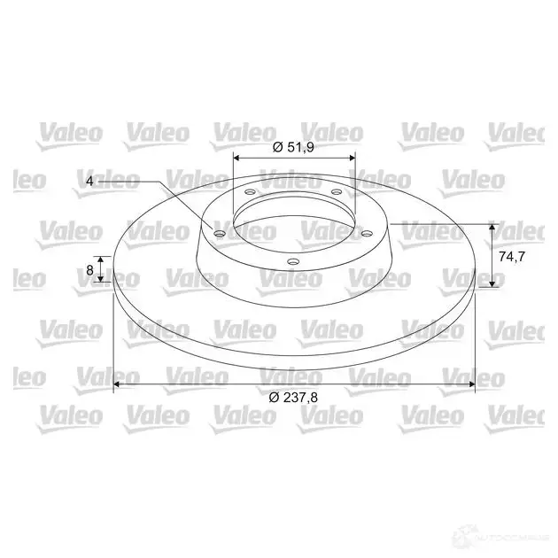 Тормозной диск VALEO 1437889338 675411 K4 FHTQ - Изображение 1