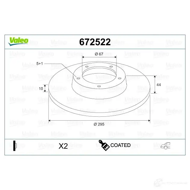 Тормозной диск VALEO 1437889170 672522 KL3W0 C6 изображение 0