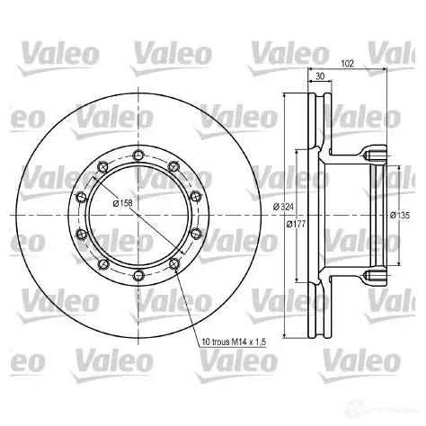 Тормозной диск VALEO 187014 DF 931 DF931 220124