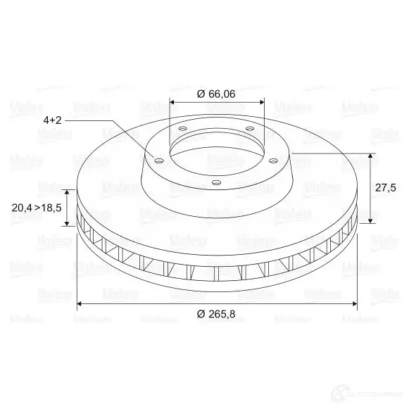 Тормозной диск VALEO 219604 DF336 186198 DF 336 - Изображение 1