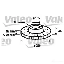 Тормозной диск VALEO 186645 VO32 P 1205859602 3276421866441 изображение 0