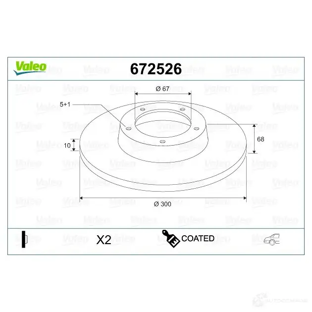 Тормозной диск VALEO 1437889152 4 7LPM 672526 - Изображение 1