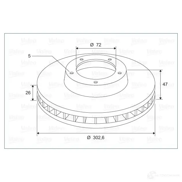 Тормозной диск VALEO 7F7IQ8V 197683 D 1412 1424230937 изображение 0