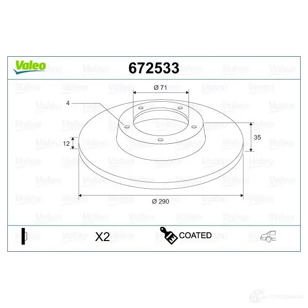 Тормозной диск VALEO 3I VOCM 1437889154 672533 - Изображение 1