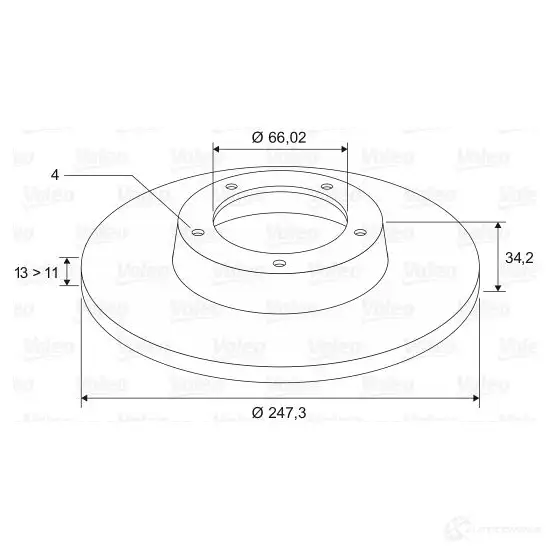 Тормозной диск VALEO 186598 219884 UEAG 9 3276421865956 - Изображение 1