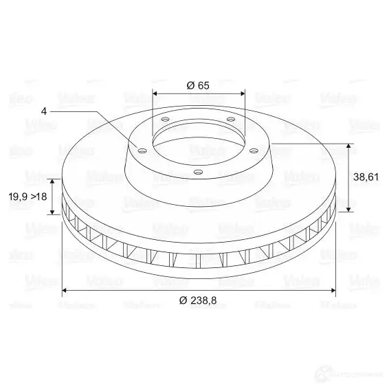 Тормозной диск VALEO 186246 DF 586 DF586 219645 изображение 0