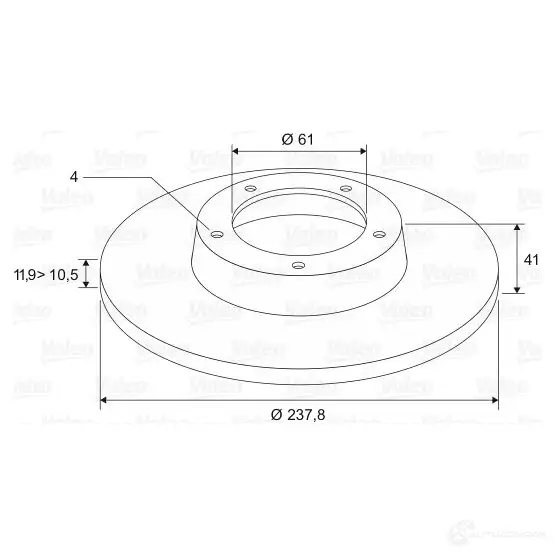 Тормозной диск VALEO 219634 186230 DF456 DF 456 - Изображение 1