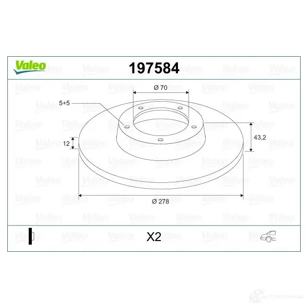 Тормозной диск VALEO 3276421975846 AAZ R4W 197584 1205866128 изображение 1