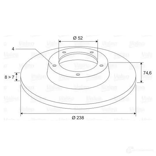 Тормозной диск VALEO 197309 WPYURZ D 1023 21166714 - Изображение 1